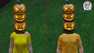 GTA 5 : Halloween Mods for Fivem – 3 Pumpkin Stack Head (Male & Female) 🎃