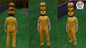 GTA 5 : Halloween Mods for Fivem – 3 Pumpkin Stack Head (Male & Female) 🎃