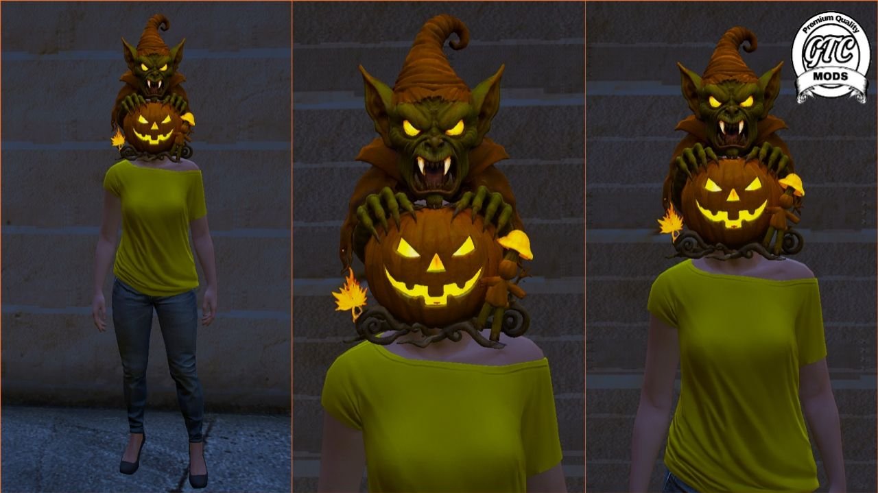 Fivem Halloween Mods | Pumpkin goblin Jack-o’-Lantern halloween masks for fivem gta 5